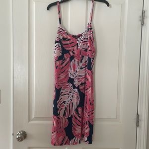 Tommy Bahamas Tropical Print Dress in Navy, White and Coral - size Large